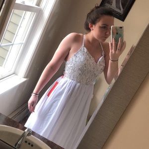 A pretty white gown.